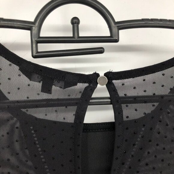 RW&Co black mock neck sheer collar short sleeve tee shirt Medium - Picture 10 of 13